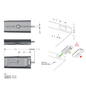 line art and dimensions for the minimo shelf support