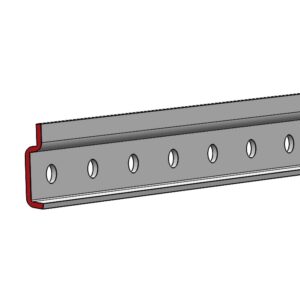 Steel hanging rail with round holes for cabinet mounting