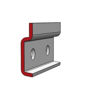 side view of steel hanging rail for mounting cabinets